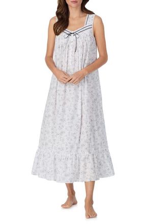 Eileen West Ballet Sleeveless Cotton Nightgown in White/Print at Nordstrom, Size Xx-Small