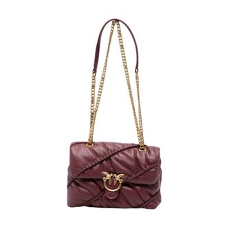 Pinko Love Puff Crinkle Mini - Dames - Schoudertassen - Rood - ONE Size - Leer - Tassen
