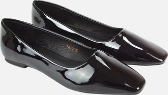 XY London Womens XY London Womens/Ladies Maci Patent Faux Leather Square Toe Ballerina Flats - Black - Size: 5