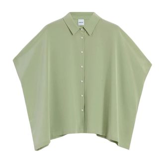 Aspesi Shirts, female, Green, Size: XS Silk Crepe de Chine Shirt