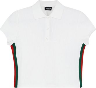 Gucci Tops, Dames, Wit, M, Katoen, Polo shirt van geribd katoenen jersey