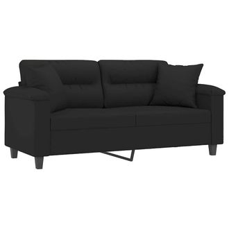 vidaXL Vidaxl - Sof&aacute; De 2 Plazas Con Cojines Tela De Microfibra Negro 140 Cm