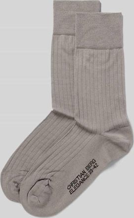 Christian Berg Socken mit Label-Print im 2er-Pack in Graphit, Gr&ouml;&szlig;e 39/42