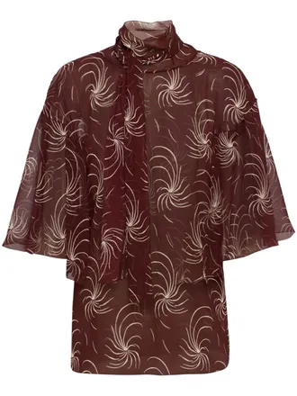 Prada pussy bow georgette blouse - women - Polyester - 36 - Red