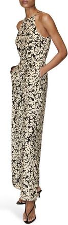 Mango Print Belted Sleeveless Jumpsuit in Black at Nordstrom, Size X-Small