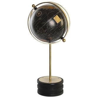 DKD Home Decor Mappamondo DKD Home Decor Nero Dorato Metallo Legno di mango 24 x 20 x 52 cm