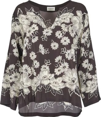 P.A.R.O.S.H. Blouses, female, Multicolor, Size: M Dark Brown Printed Shirt