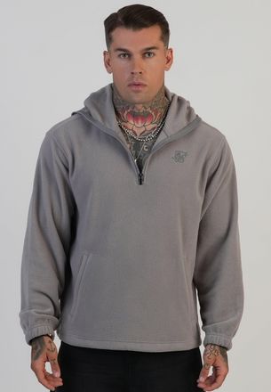 Siksilk Sudadera con capucha de forro polar gris para hombre SikSilk XXL