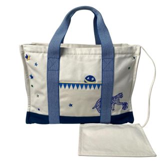 Herm&egrave;s Blue White Cotton Pouch (Pre-Owned)