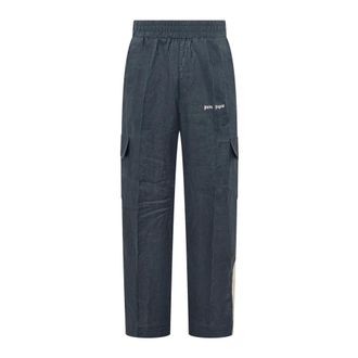 Palm Angels Sweatpants, male, Blue, Size: M Linen Track Pants