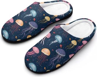 Generic Cute Jellyfish Cotton Slippers for Women Indoor Outdoor Slipper Slip-On Memory Foam Home Shoes