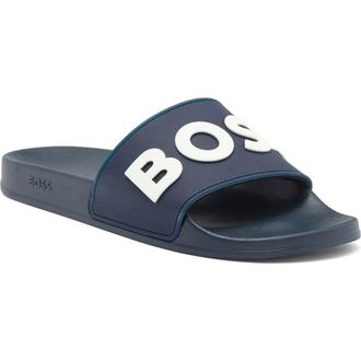 BOSS Kirk Slide Sandal in Charcoal at Nordstrom Rack, Size 13Us / 12Uk