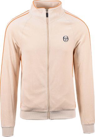 Sergio Tacchini Mens TASSO VELOUR TRACK TOP SANDSHELL/ORANGE PEPPER - Beige Cotton - Size X-Large
