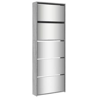 Berkfield Home Shoe Cabinet with Mirror 5-Layer Grey Sonoma 63x17x169.5 cm