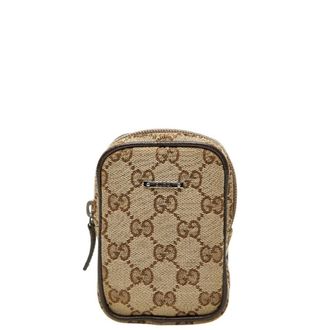 Gucci Beige Gg Canvas Leather Pouch (Pre-Owned)