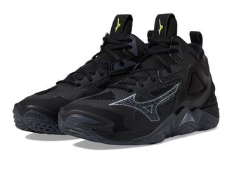 Mizuno Wave Momentum 3 Mid Volleyball Shoes Black/Grey : Mens 12.5 - Womens 14 Medium, Rubber