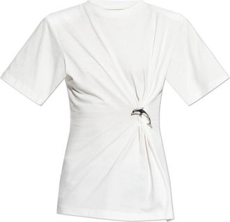 Blumarine T-shirt met dolfijnenapplicatie - Dames - T-shirts - Wit - XS - Katoen - Tops