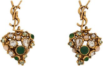 Saint Laurent Cassandre Pampilles Couer Embellished Drop Earrings - Gold - One Size