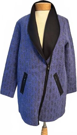 Nic+Zoe Womens V-Neck Sweater Jacket In Periwinkle Charcoal