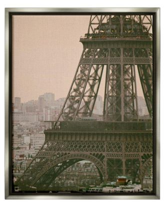 Stupell Industries Eiffel Tower Paris Skyline Framed Floater Canvas Wall Art By Carina Okula