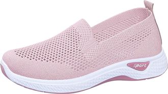 Generic 2026 Running Shoes Ladies Casual Solid Colour Flat Thick Bottom Set Foot Large Size Mesh Breathable (3.5) Pink