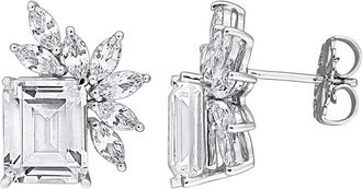 Rina Limor Silver 11.76 Ct. Tw. Lab-Grown Created White Sapphire Cluster Stud Earrings