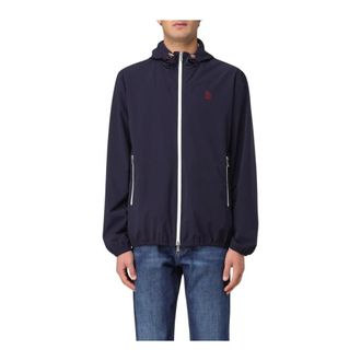 Brunello Cucinelli Light Jackets, male, Blue, L, Hooded Jacket