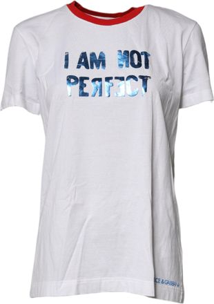 Dolce & Gabbana Womens White Graphic Print Cotton Crew Neck T-Shirt