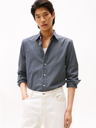 Tommy Hilfiger Langarmhemd TOMMY HILFIGER CORE HAIRLINE POPLIN, Herren, Gr. 3XL, N-Gr, schwarz (schwarz, stripe), Web, Obermaterial: 100% Baumwolle, regular fit norm