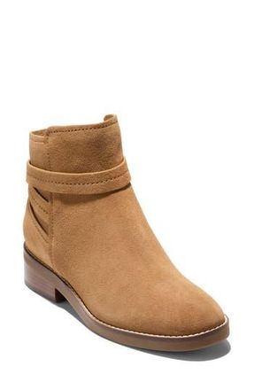 Cole Haan Rosalyn Waterproof Ankle Strap Bootie in Golden Honey Suede at Nordstrom Rack, Size 9.5