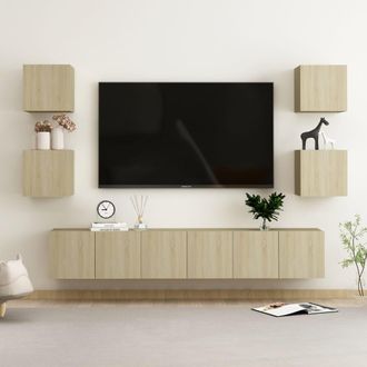 vidaXL Vidaxl - Set Muebles De Sal&oacute;n Tv 7 Pzas Madera Ingenier&iacute;a Roble Sonoma