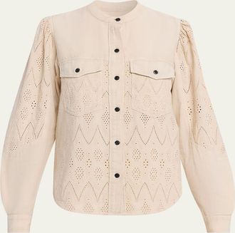 Isabel Marant Kaina Eyelet Cotton Button-Front Shirt