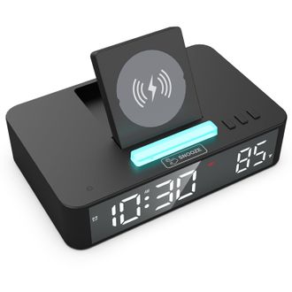 OEM Reloj Despertador Digital, Reloj De Escritorio Multifuncional Con Espejo Led, Reloj Electr&oacute;nico Con Luz Ambiental Rgb, Peque&ntilde;o Cron&oacute;metro De Escritori