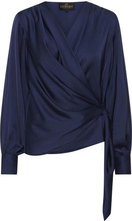 Karmamia Overhemden, Dames, Blauw, S, Satijn, Elegante Navy Ines Blouse