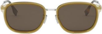 Fendi Travel 55mm Oval Sunglasses in Shiny Yellow /Brown at Nordstrom