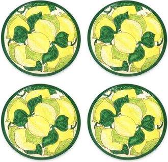 Verano Ceramics Signature Lemons Hand Painted Ceramic Kitchen Dining Plate (Diam) 28cm Set of 4