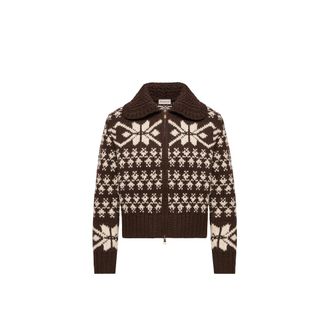 Moncler Moncler Jacquard Sequin Zip-up Cardigan, Women, Brown, Size: Xs