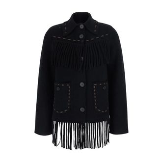 Guest In Residence Truien & Vesten, Dames, Zwart, S, Leer, Western Fringe Jacket