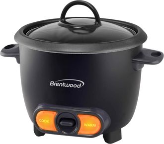 Brentwood 3 Cup Uncooked/6 Cup Cooked Non Stick Rice Cooker in Black