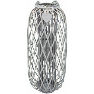 Milani Home Milani Home - Lanterna da esterno in vimini grigio con portacandela in vetro Vimini Selection