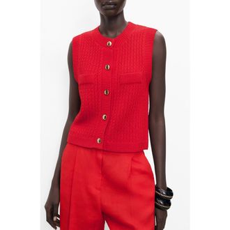 Mango Chunky Cable Stitch Sweater Vest in Red at Nordstrom Rack, Size Medium