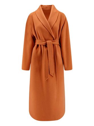 Hevò belted wool coat - women - Wool - 44 - Orange