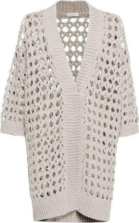 Brunello Cucinelli Light Beige Openwork Sweater, Size X-Small