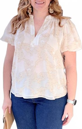 Current Air Kieran Puff Sleeves Top In Natural