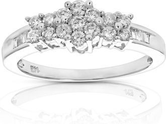 Vir Jewels 1/2 cttw 3 Stone Composite Diamond Engagement Ring 14K White Gold Bridal