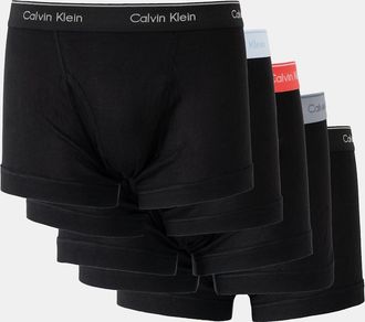 Calvin Klein Mens Calvin Klein 5-Pack 100% Cotton Mens Trunks - Red/Blue/Grey/Black - Size: 35/34/32