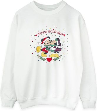 Disney Heren Mickey Mouse Mickey Minnie Kerstmis Sweatshirt (Wit)