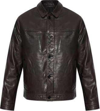 AllSaints Nates Leren Jas - Heren - Leren en Su&egrave;de Jassen - Bruin - 2XL - Leer - Jassen