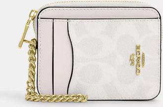 Coach Zip Card Case In Signature Canvas