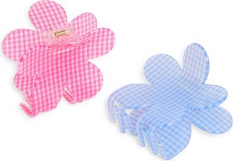 BP. Assorted 2-Pack Gingham Claw Clips in Pink- Blue at Nordstrom